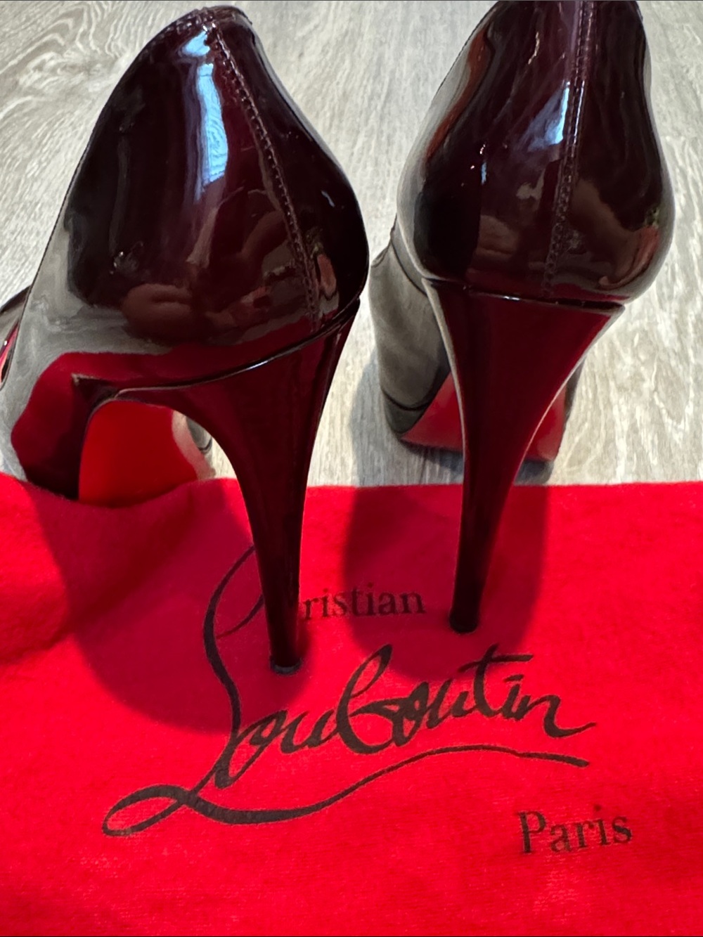 Christian Louboutin Burgundy Patent Stiletto Heels